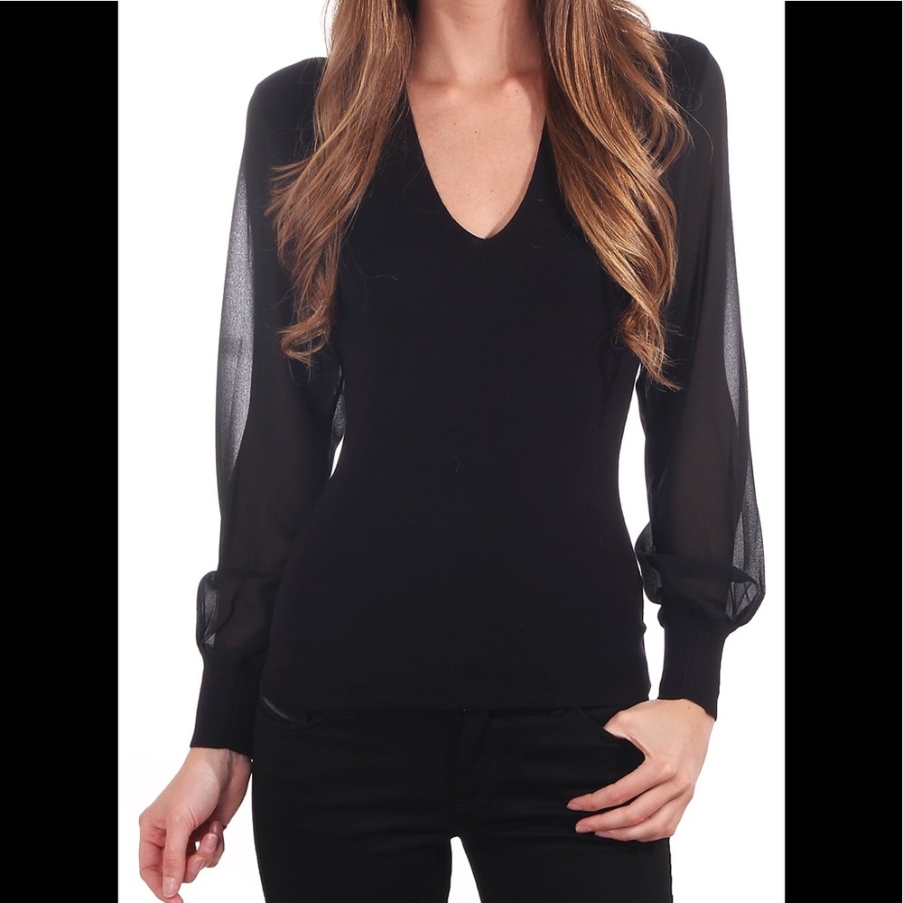 Ted Baker L/S sheer sleeved knit top, gently used!